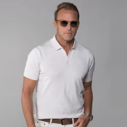 The Maranello Cotton & Silk Buttonless Polo Sand - Tailored Fit