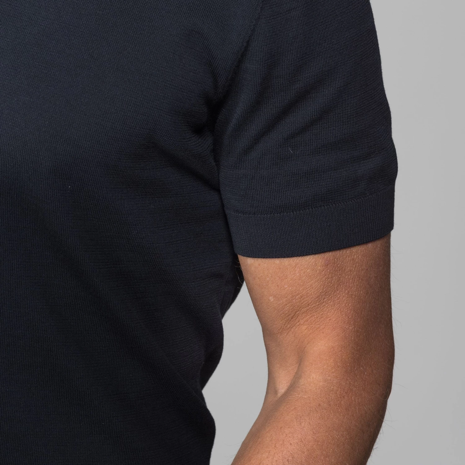 The Maranello Cotton & Silk Buttonless Polo Black - Tailored Fit - Image 5