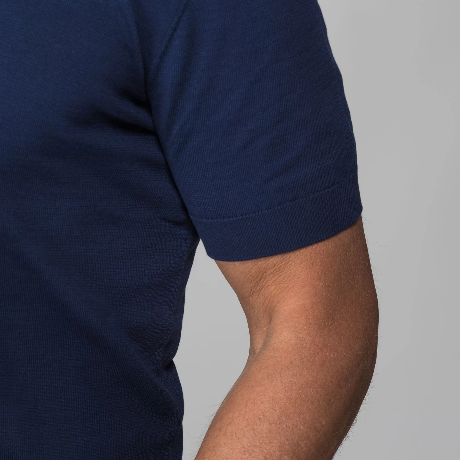 The Maranello Cotton & Silk Buttonless Polo Navy - Tailored Fit - Image 5