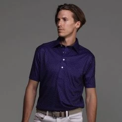 Semi-Spread Collar Polo Navy Diamond