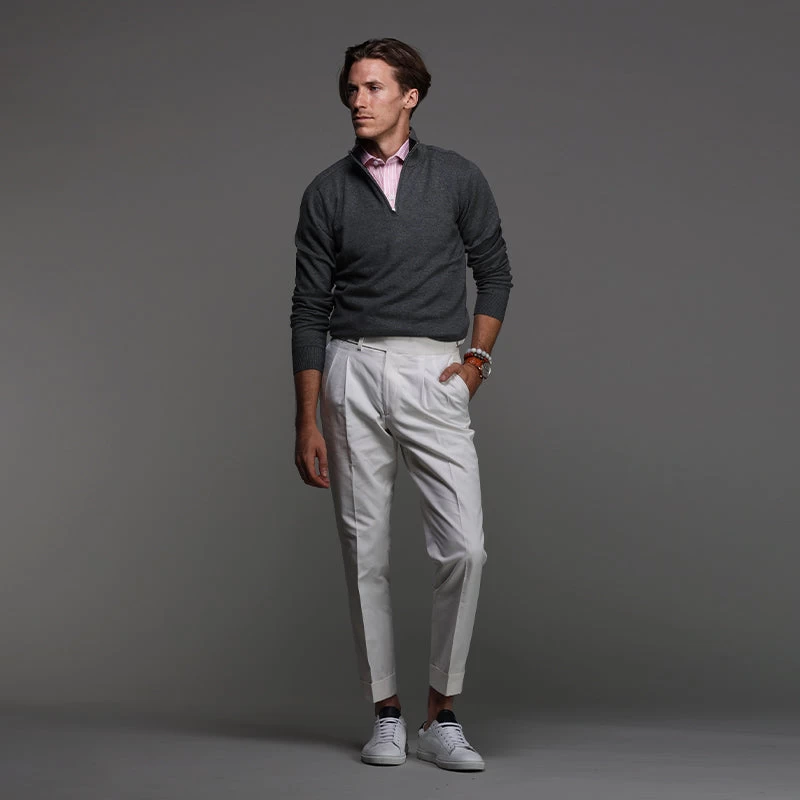 Semi-Spread Collar Polo Saint-Tropez Pink With White Stripe - Image 4