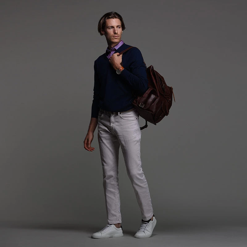 Semi-Spread Collar Polo Tribeca Red And Blue Gingham - Image 5