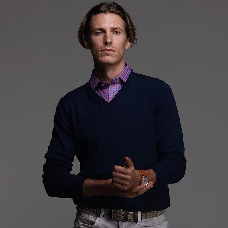 Semi-Spread Collar Polo Tribeca Red And Blue Gingham - Image 6