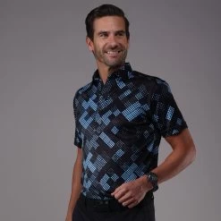 Semi-Spread Collar Polo Grand Prix Blue And Black