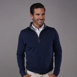 Navy Heather Cloud Cotton Quarter Zip Pullover