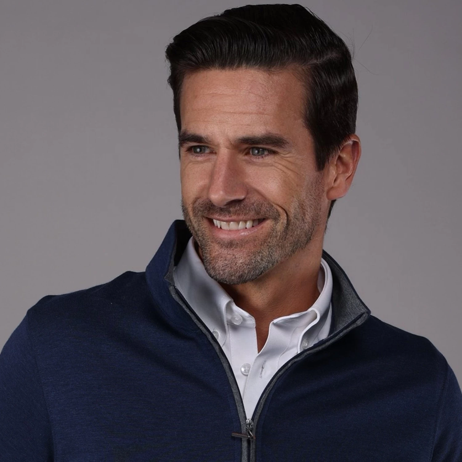 Navy Heather Cloud Cotton Quarter Zip Pullover - Image 2