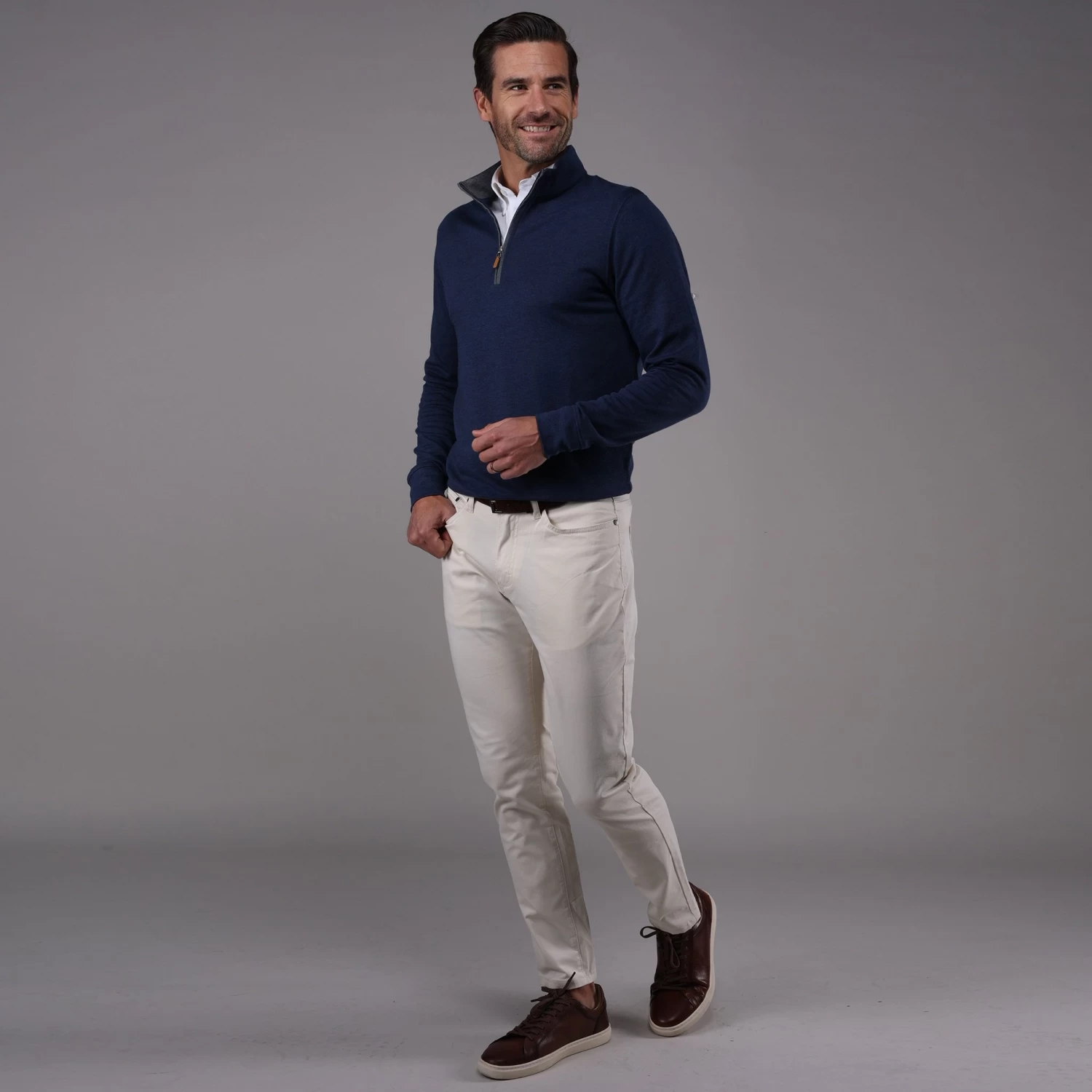 Navy Heather Cloud Cotton Quarter Zip Pullover - Image 4