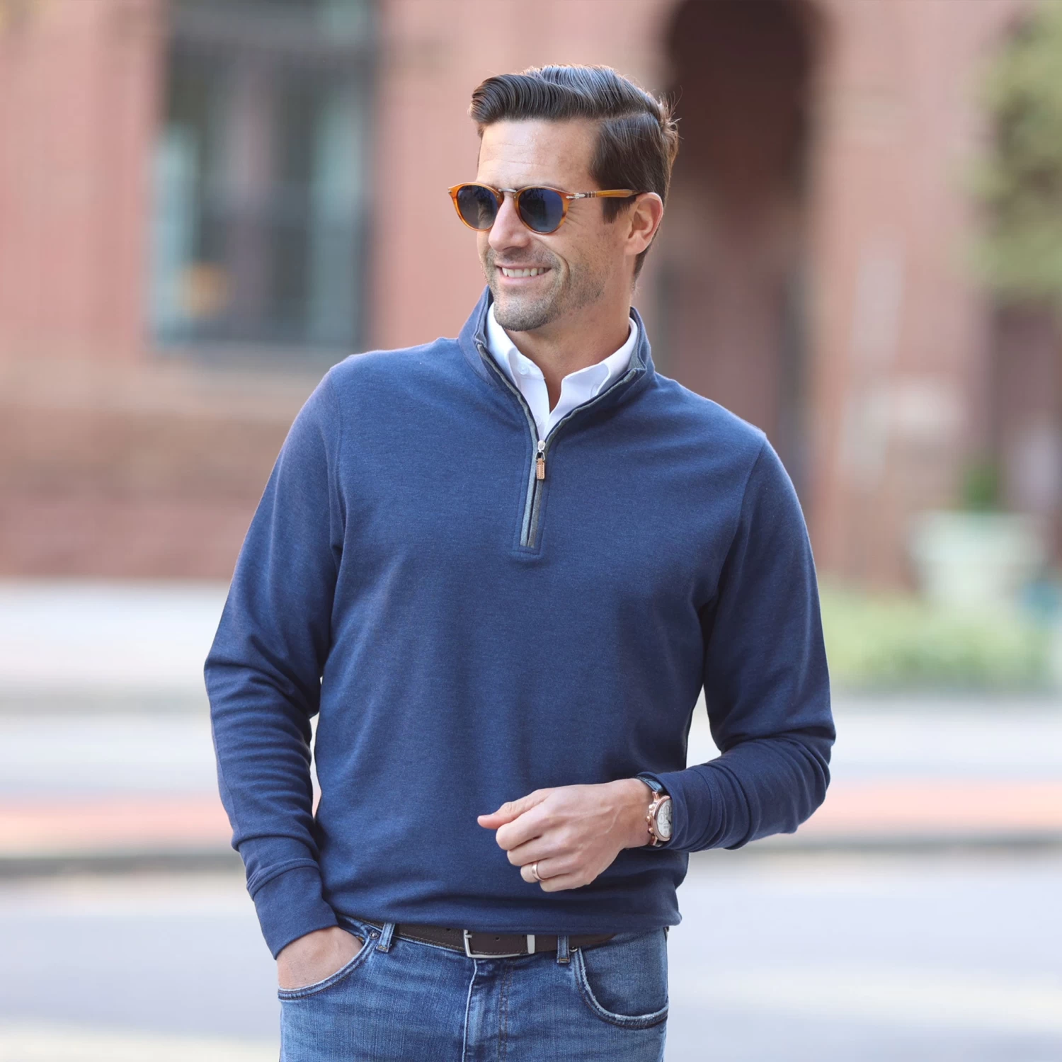 Navy Heather Cloud Cotton Quarter Zip Pullover - Image 5