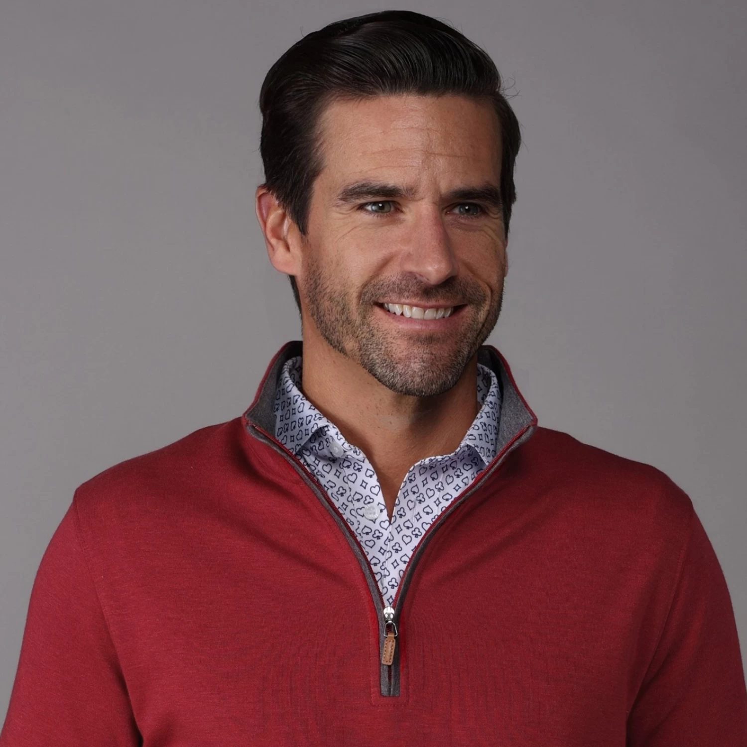 Red Heather Cloud Cotton Quarter Zip Pullover - Image 2