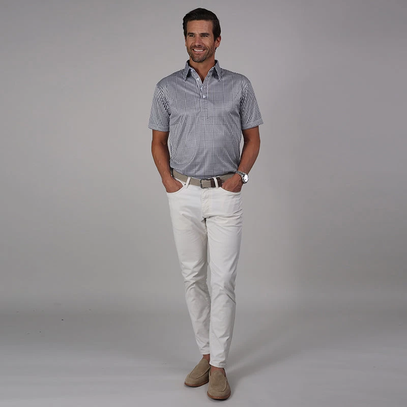 English Spread Collar Black Gingham Polo - Image 4