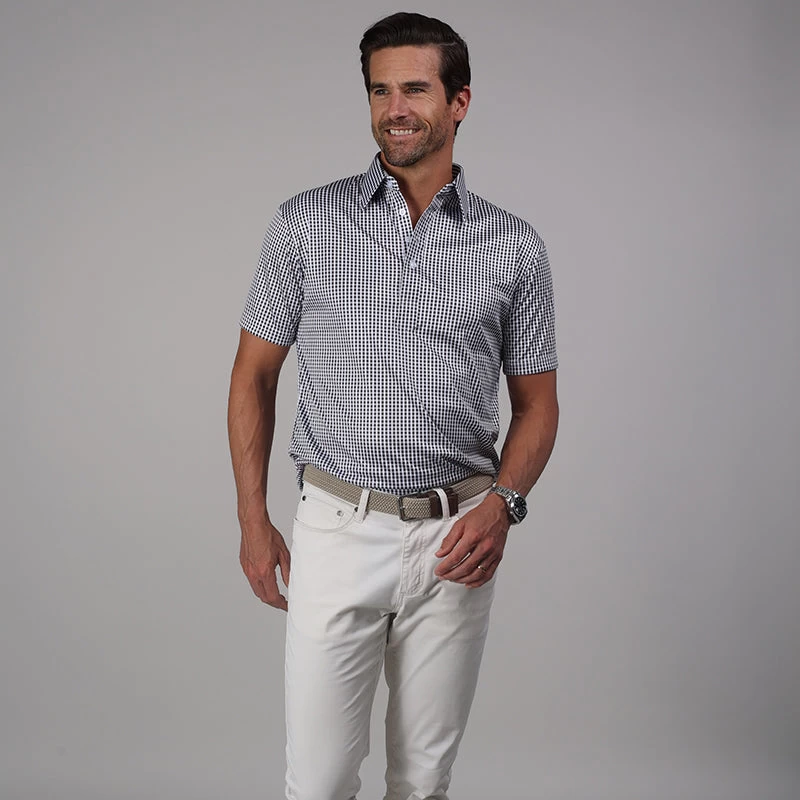 English Spread Collar Black Gingham Polo - Image 5