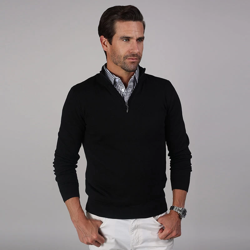 English Spread Collar Black Gingham Polo - Image 6