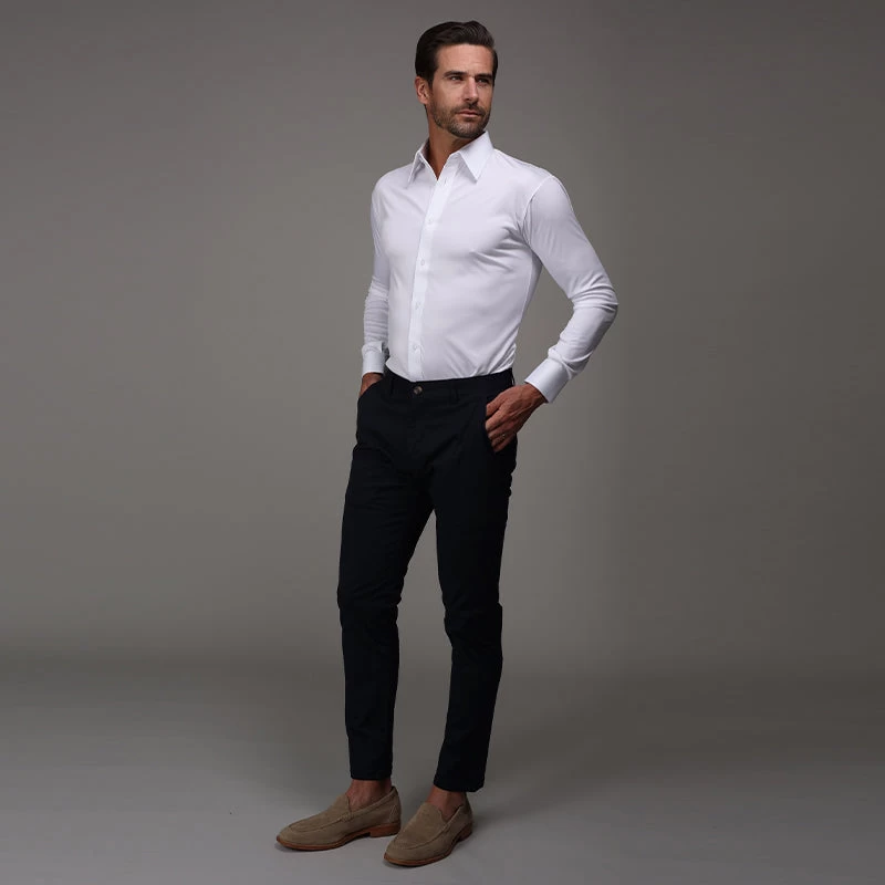 Quattro Flex Dress Shirt With English Spread Collar White - Image 4