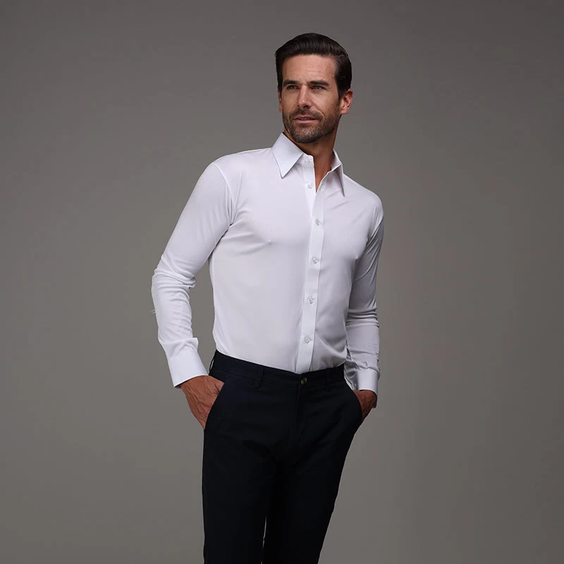 Quattro Flex Dress Shirt With English Spread Collar White - Image 5