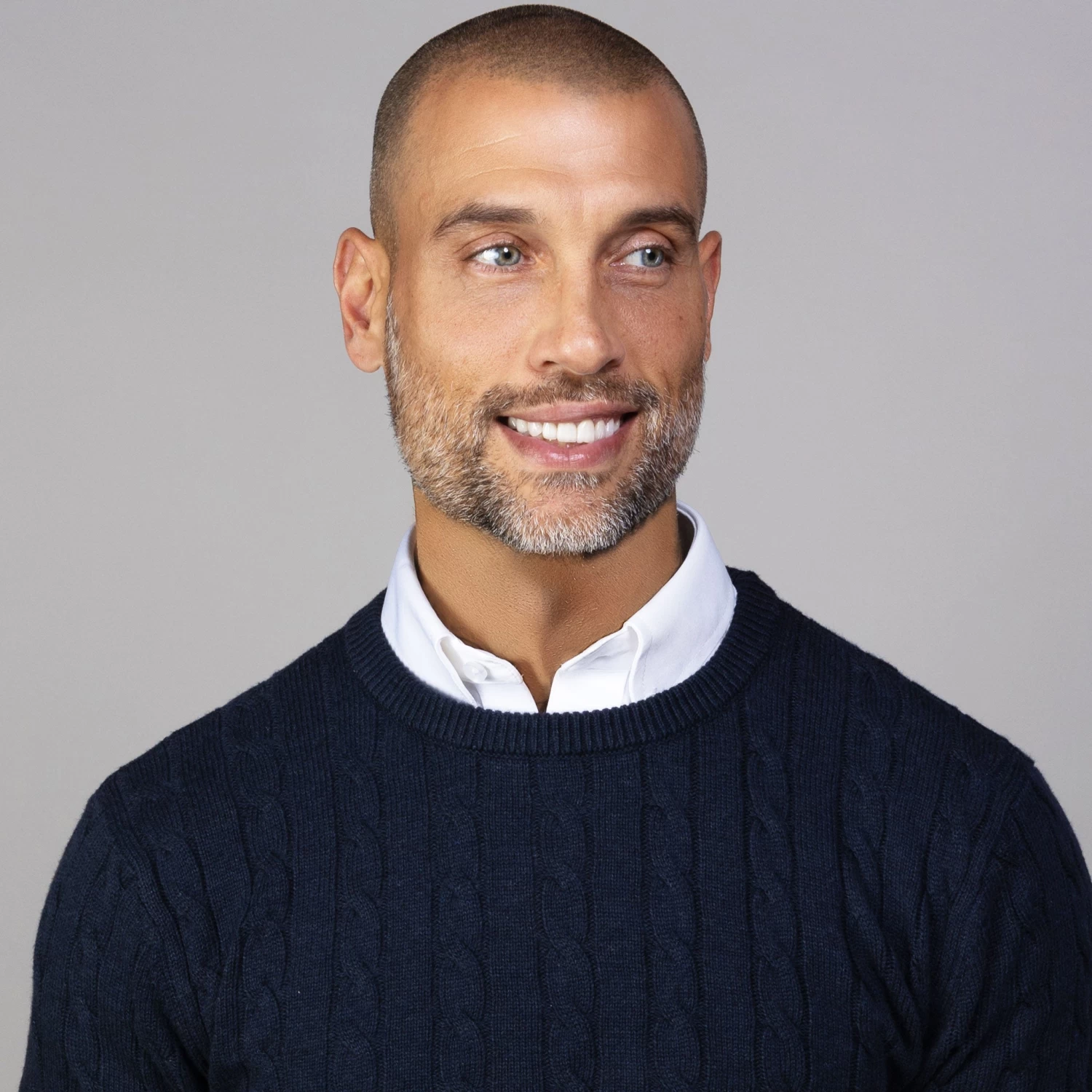 Navy Kensington Cable Knit Crew Neck Sweater