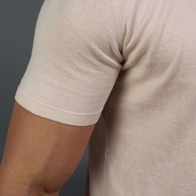 Lucca Luxury Touch Cotton And Silk T-Shirt Sand - Image 2