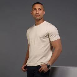 Lucca Luxury Touch Cotton And Silk T-Shirt Sand