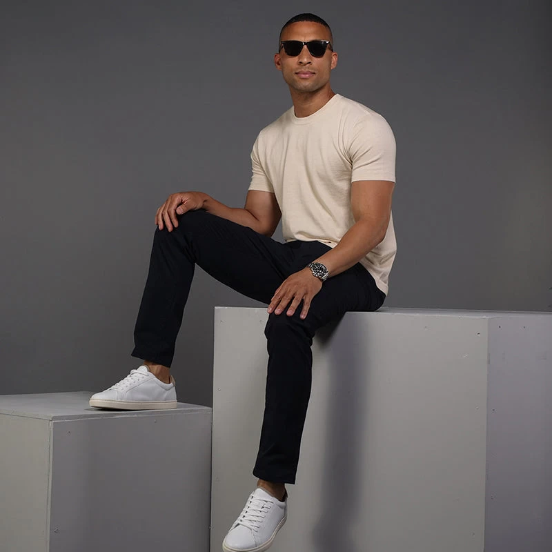 Lucca Luxury Touch Cotton And Silk T-Shirt Sand - Image 4