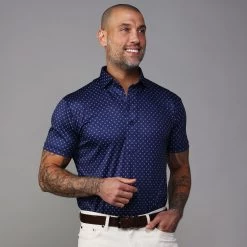 Semi-Spread Collar Polo Navy Pebble Beach 5 Diamond
