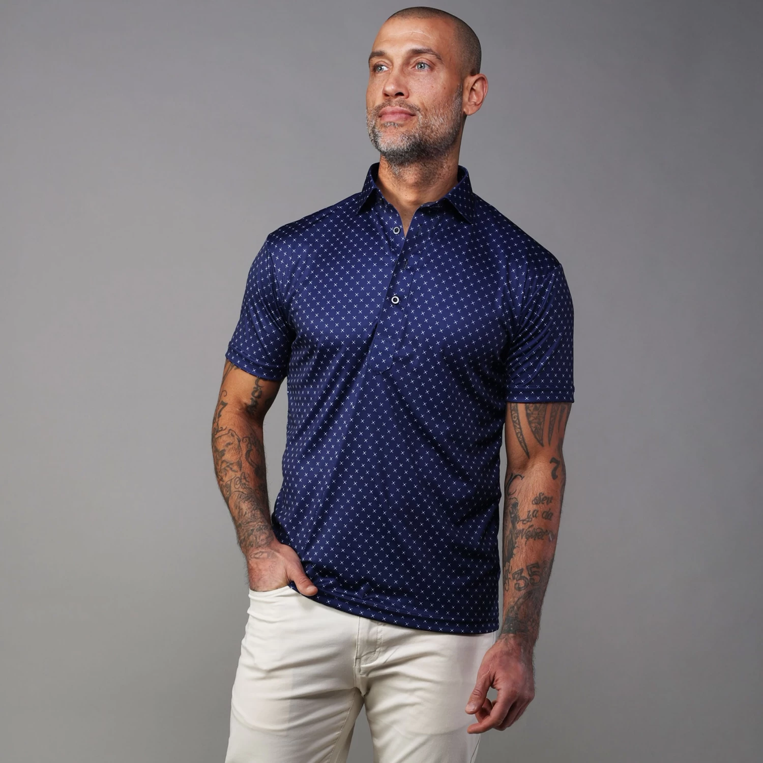 Semi-Spread Collar Polo Navy Pebble Beach 5 Diamond - Image 3