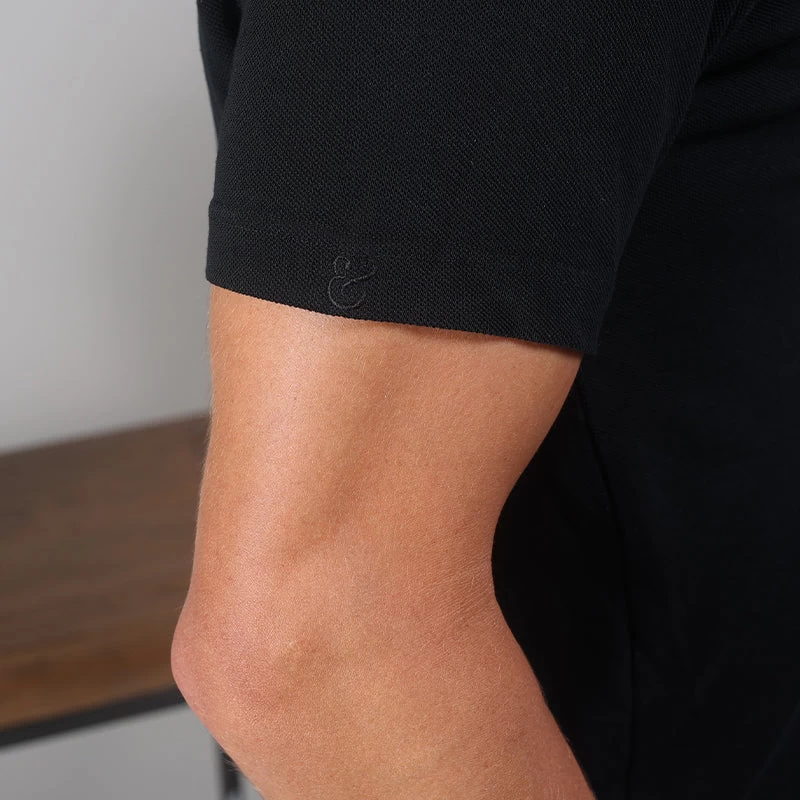 Portofino Piqué Cotton Polo Black - Image 5