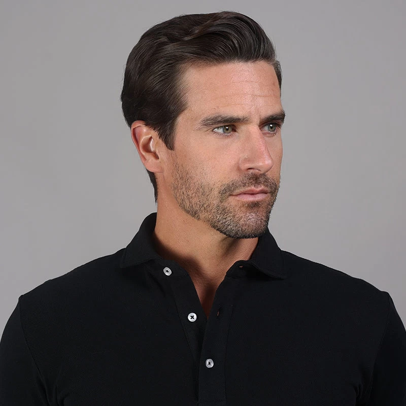 Portofino Piqué Cotton Polo Black - Image 2