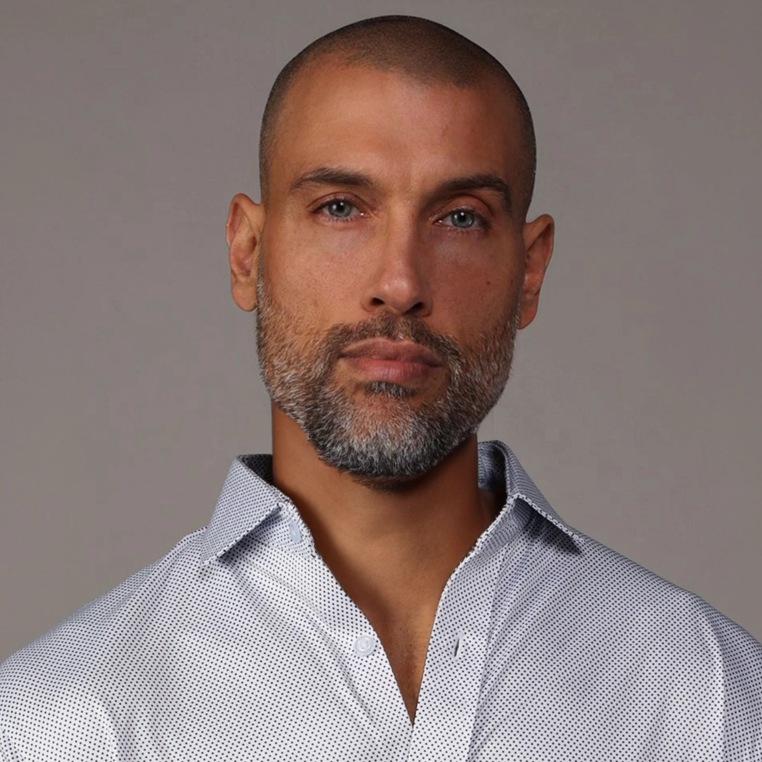 Quattro Flex Dress Shirt With Semi-Spread Collar White Micro Dot - Image 2