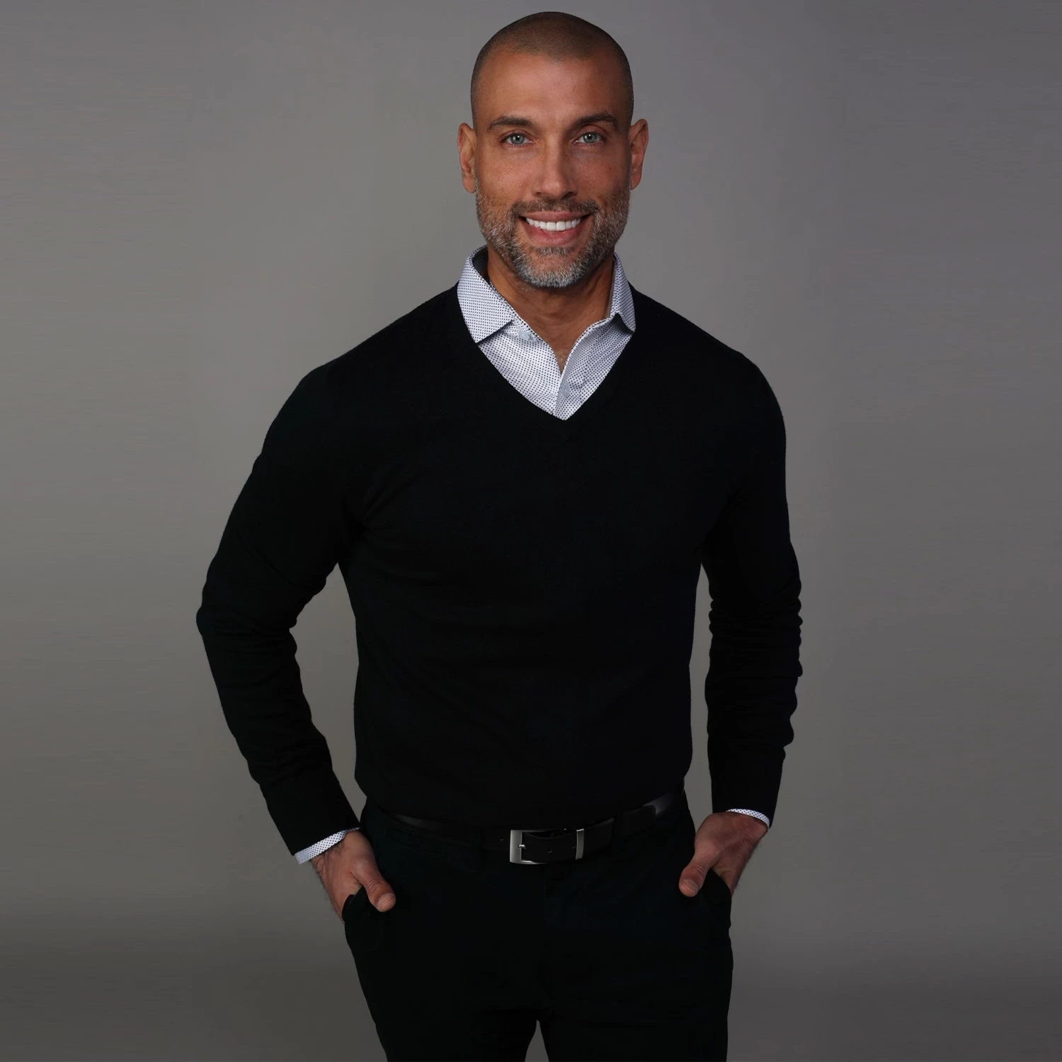 Quattro Flex Dress Shirt With Semi-Spread Collar White Micro Dot - Image 4