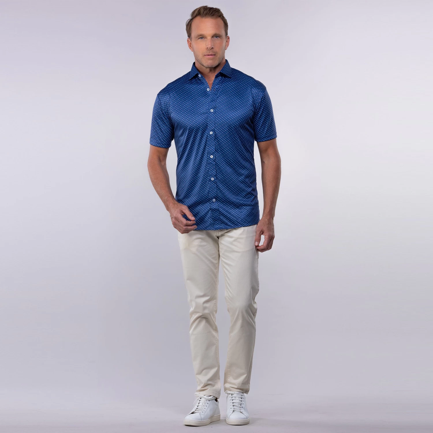 Quattro Flex Short Sleeve Button Down Los Cabos Blue Star - Image 4