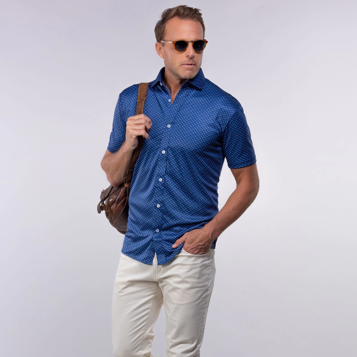 Quattro Flex Short Sleeve Button Down Los Cabos Blue Star - Image 3
