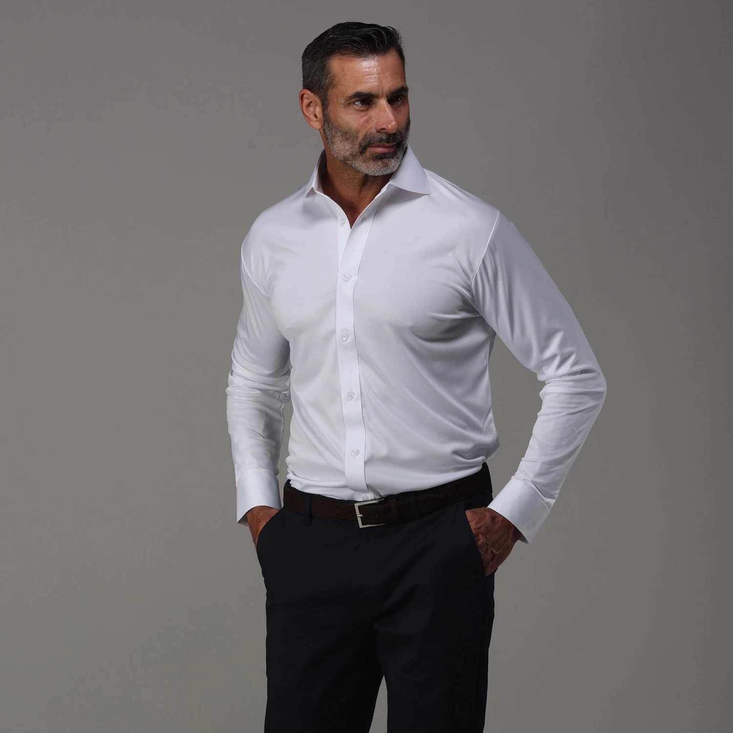 Quattro Flex Dress Shirt With Cutaway Collar White - Image 3
