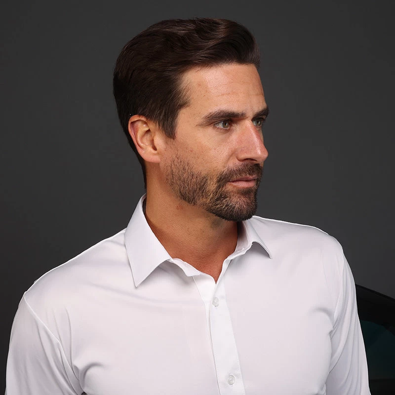 Quattro Flex Dress Shirt With Semi-Spread Collar White - Image 2