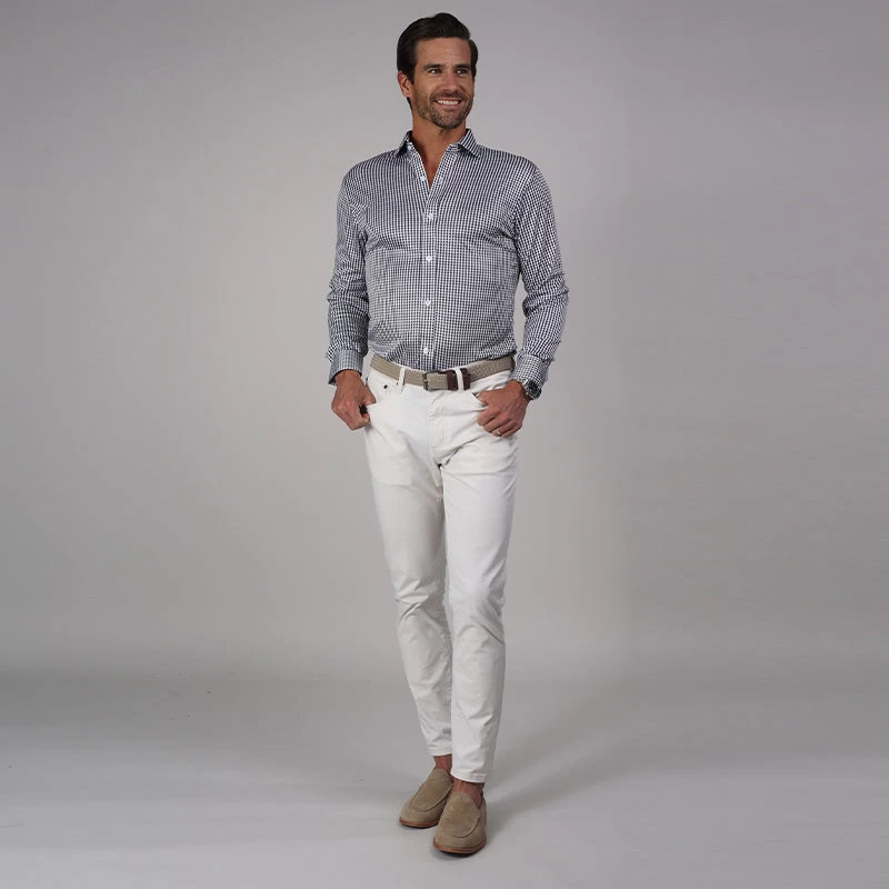 Quattro Flex Dress Shirt With Semi-Spread Collar Black Gingham - Image 4