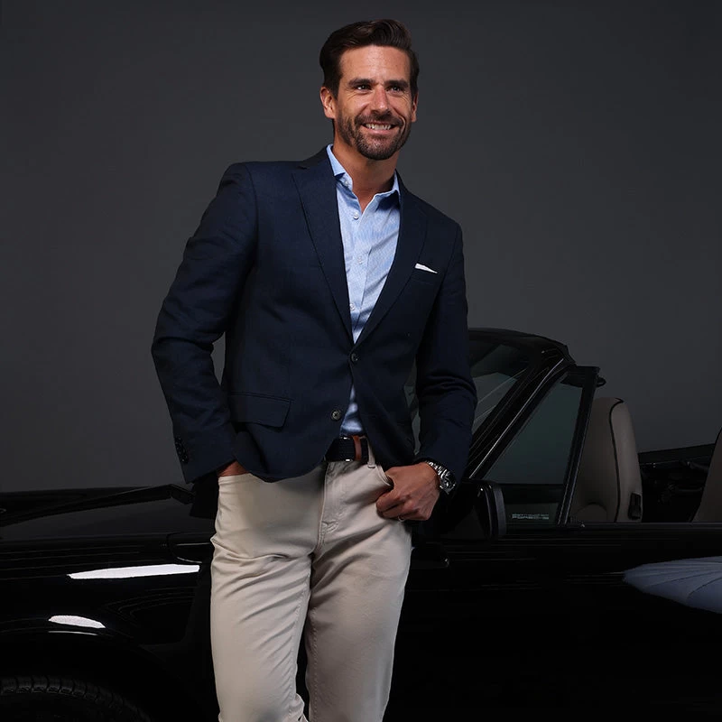 Quattro Flex Dress Shirt With Semi-Spread Collar Blue Houndstooth - Image 4