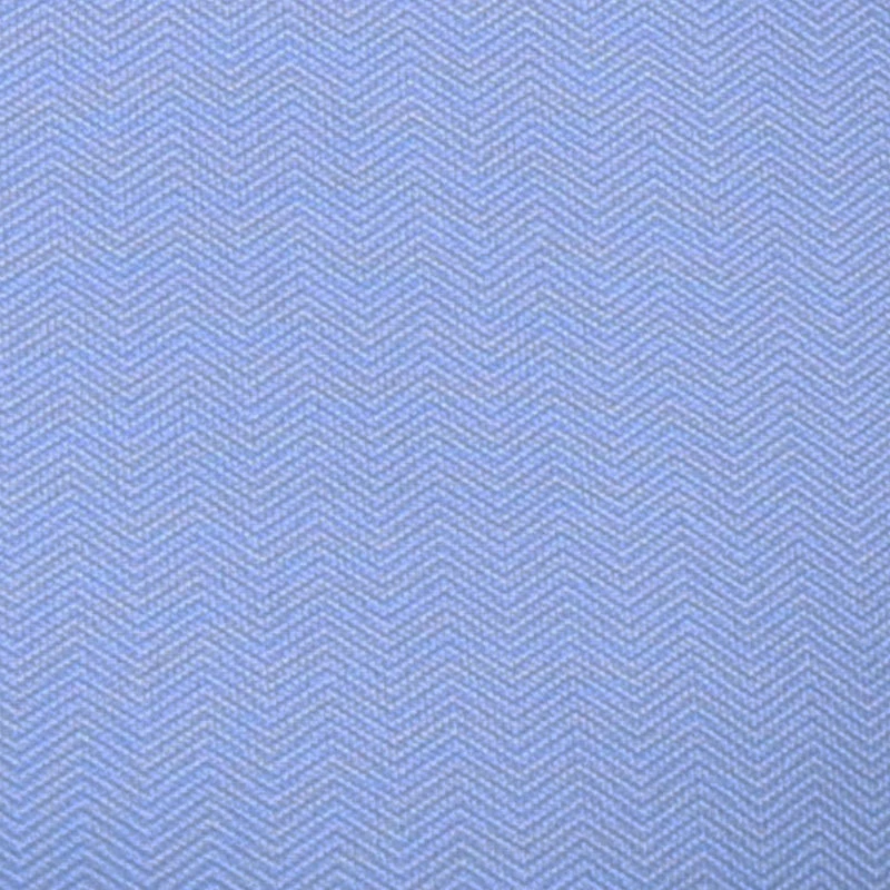 Semi-Spread Collar Polo Light Blue Herringbone - Image 6
