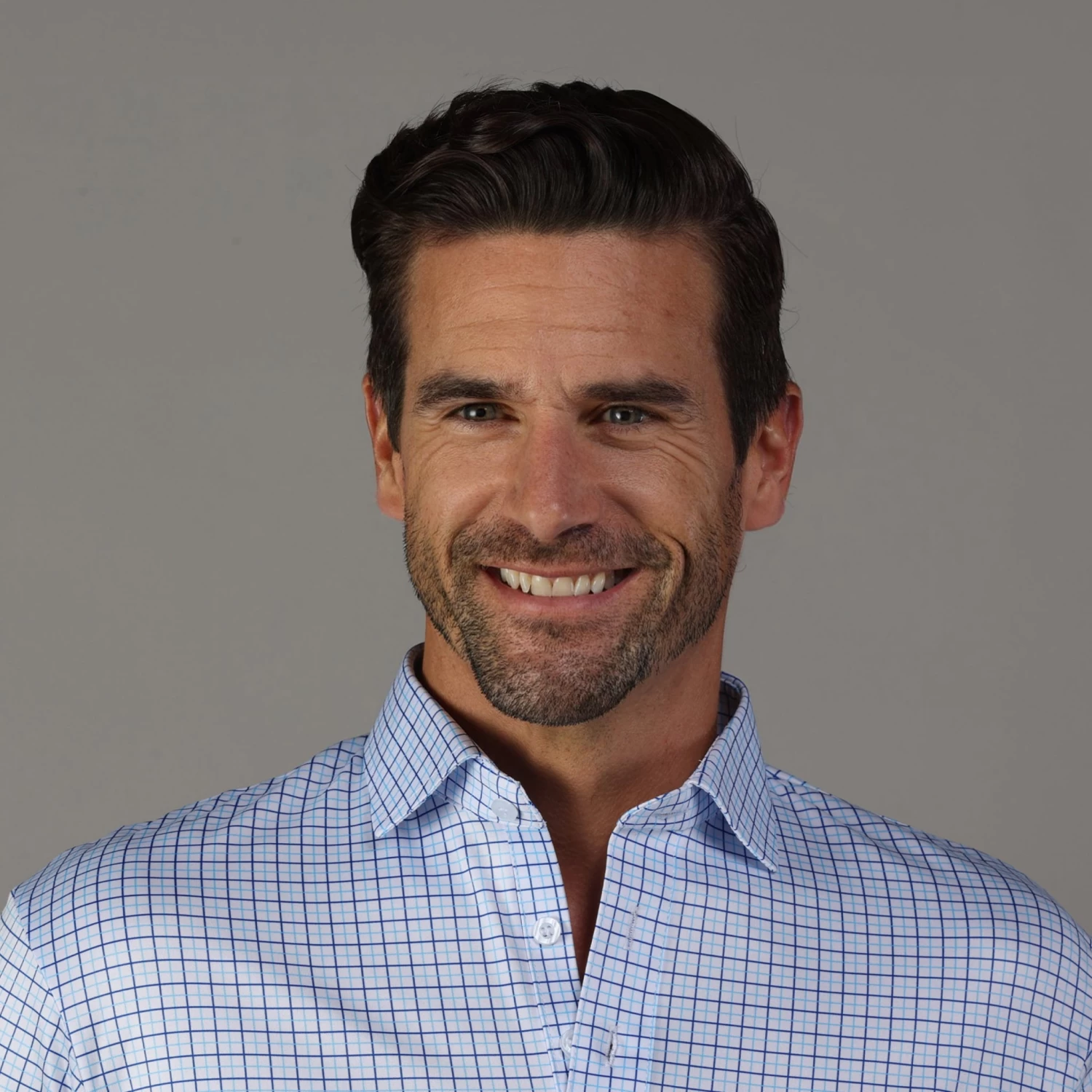 Semi-Spread Collar Polo Broad St. Light Blue Tattersall - Image 2