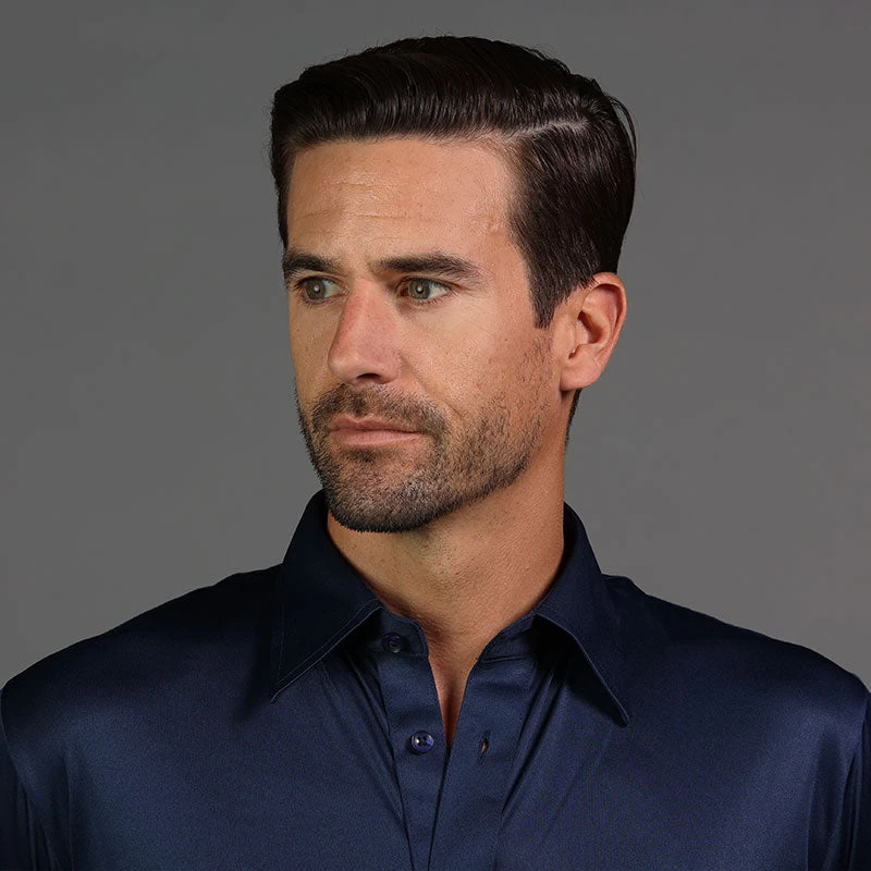 Quattro Flex Dress Shirt With English Spread Collar Navy - Image 2