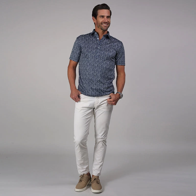 Semi-Spread Collar Polo Navy Floral - Image 3