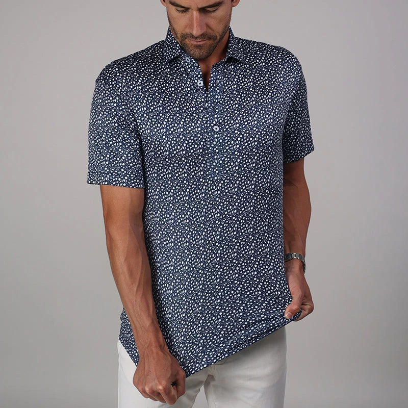 Semi-Spread Collar Polo Navy Floral - Image 5