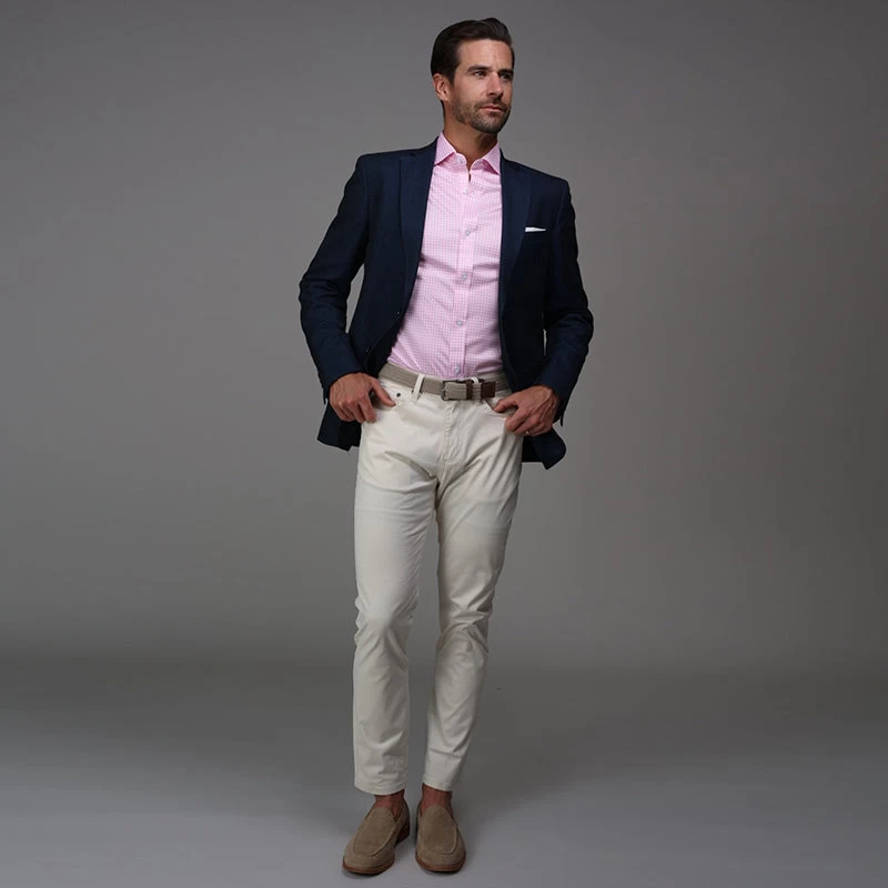 Quattro Flex Dress Shirt With Semi-Spread Collar Pink Gingham - Image 3