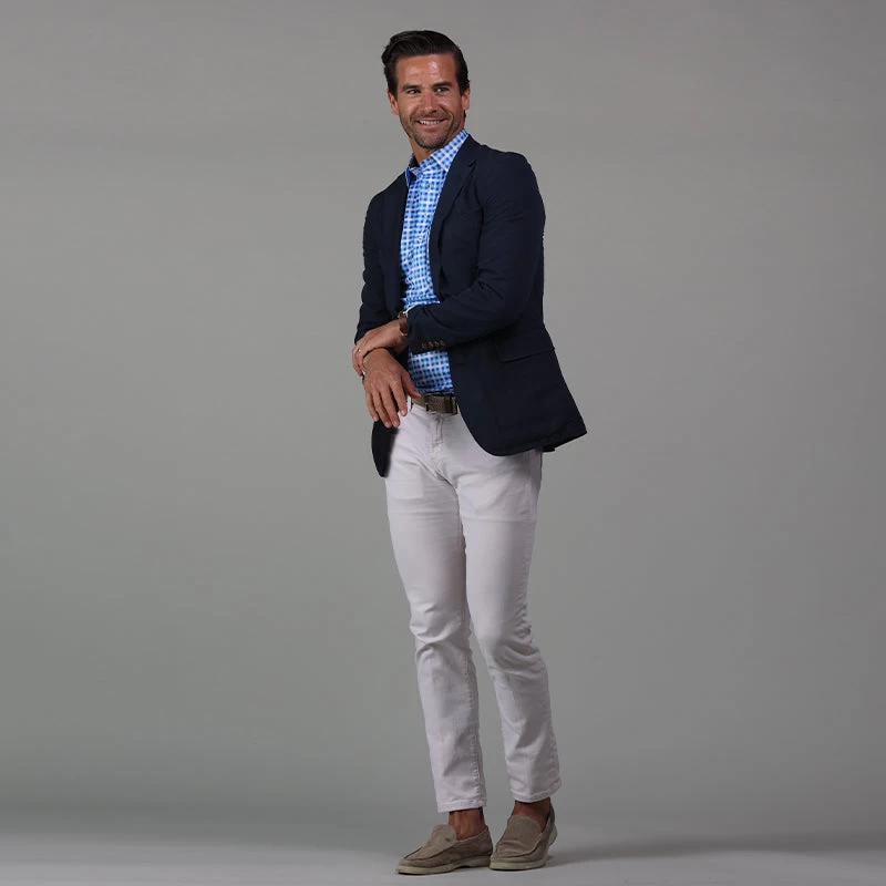 Semi-Spread Collar Polo Laguna Blue Check - Image 7