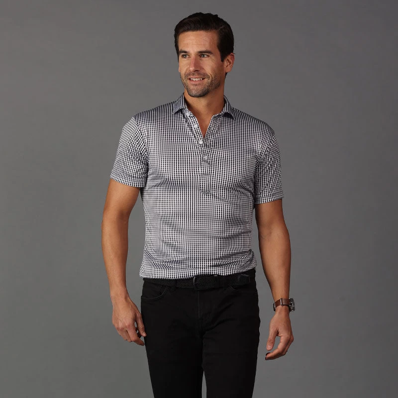 Semi-Spread Collar Polo Black Gingham - Image 5