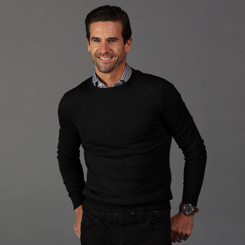 Semi-Spread Collar Polo Black Gingham - Image 4