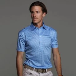 Semi-Spread Collar Polo Gramercy Light Blue Micro Gingham