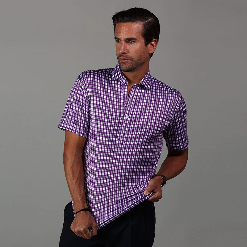 Semi-Spread Collar Polo Westport Purple Tattersall - Image 6