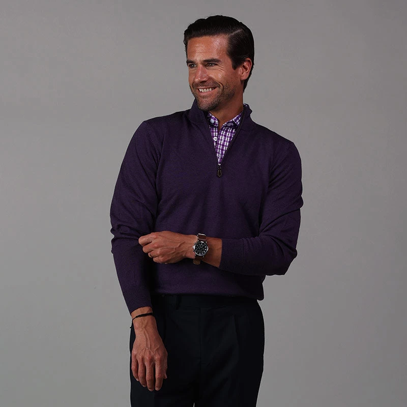 Semi-Spread Collar Polo Westport Purple Tattersall - Image 7
