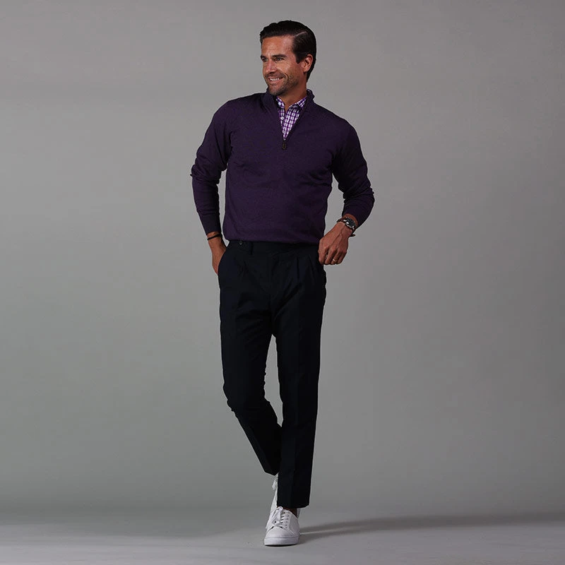 Semi-Spread Collar Polo Westport Purple Tattersall - Image 4