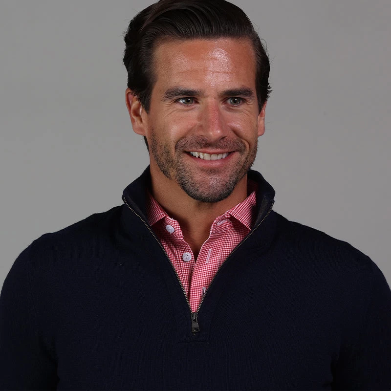 Semi-Spread Collar Polo Red Houndstooth - Image 5