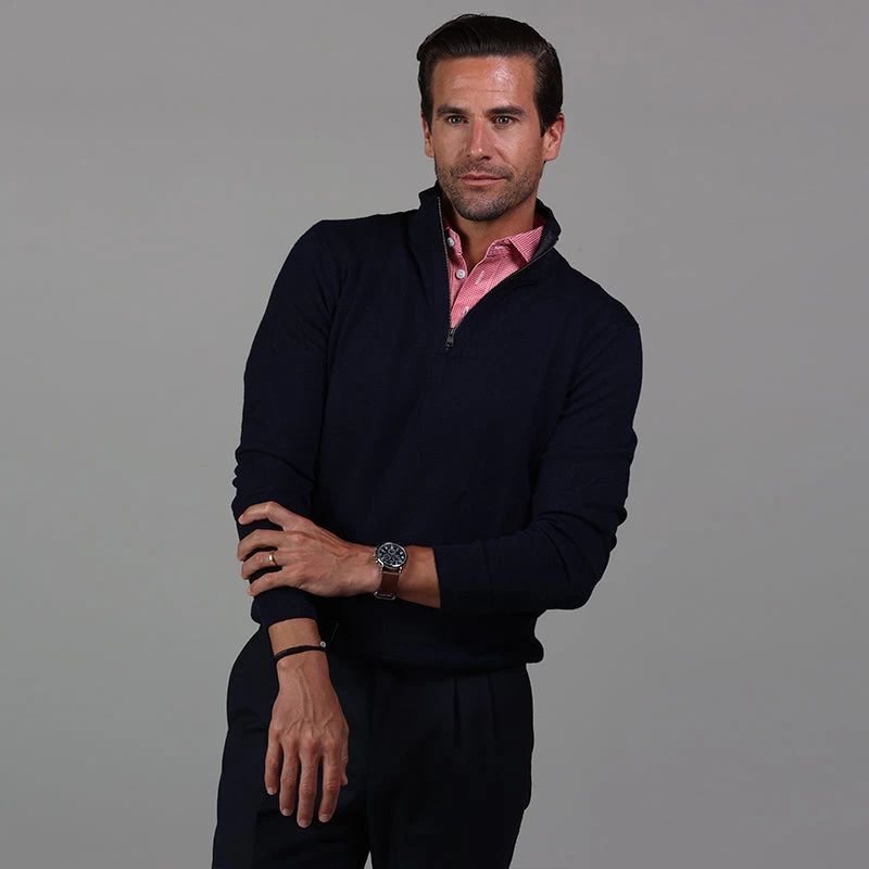 Semi-Spread Collar Polo Red Houndstooth - Image 6