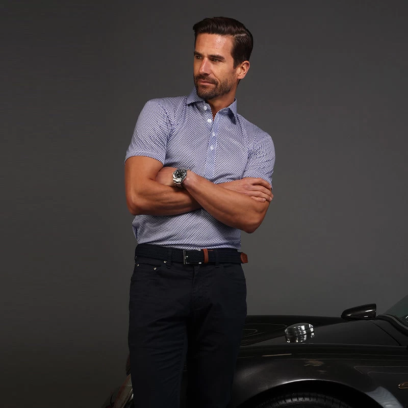 Semi-Spread Collar Polo Vantage Blue - Image 6